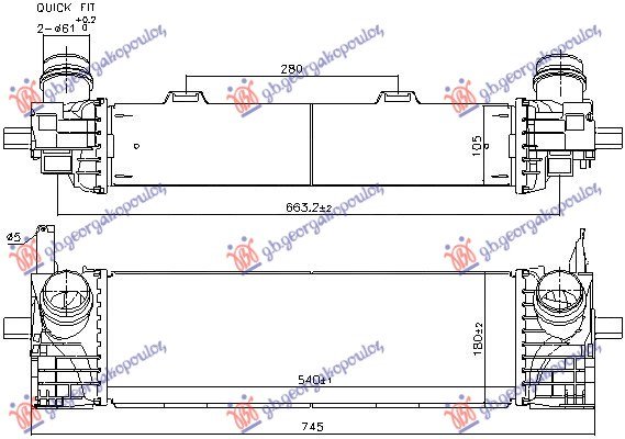 HLADNJAK INTERKULERA 2.0 BENZIN - 3.0 DIZEL (540x173x105)