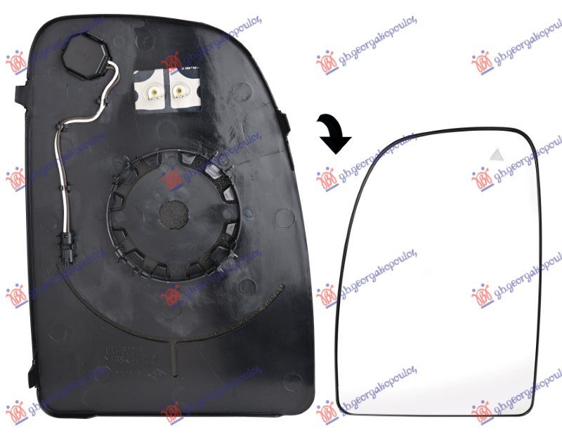 STAKLO RETROVIZORA SA GREJACEM (GORNJI DEO) (MRTAV UGAO) (KONVEKSNO)
