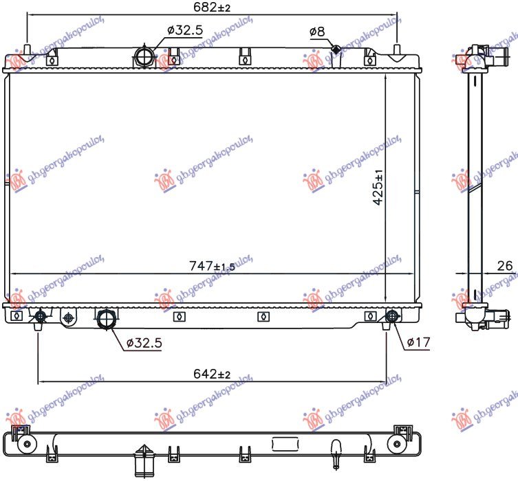 HLADNJAK MOTORA 1.5 BENZIN VTEC (425x747x26)