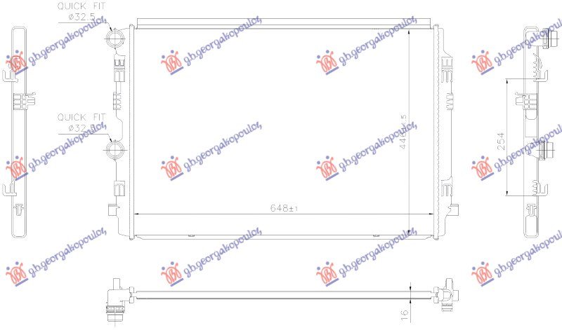 HLADNJAK MOTORA 1.0TSI/1.5TSI BENZIN (MAN/AUTO) (648x446) (KOYO)